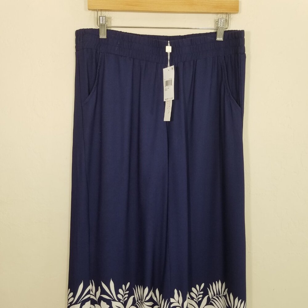 NWT La Blanca Womens Palazzo Pants Blue Pull-On Wide Leg Size M - Picture 2 of 8